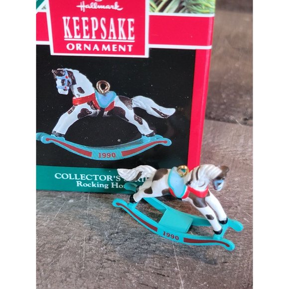 Hallmark rocking horse 1990 mini ornament Xmas Decor 3 - Picture 1 of 4